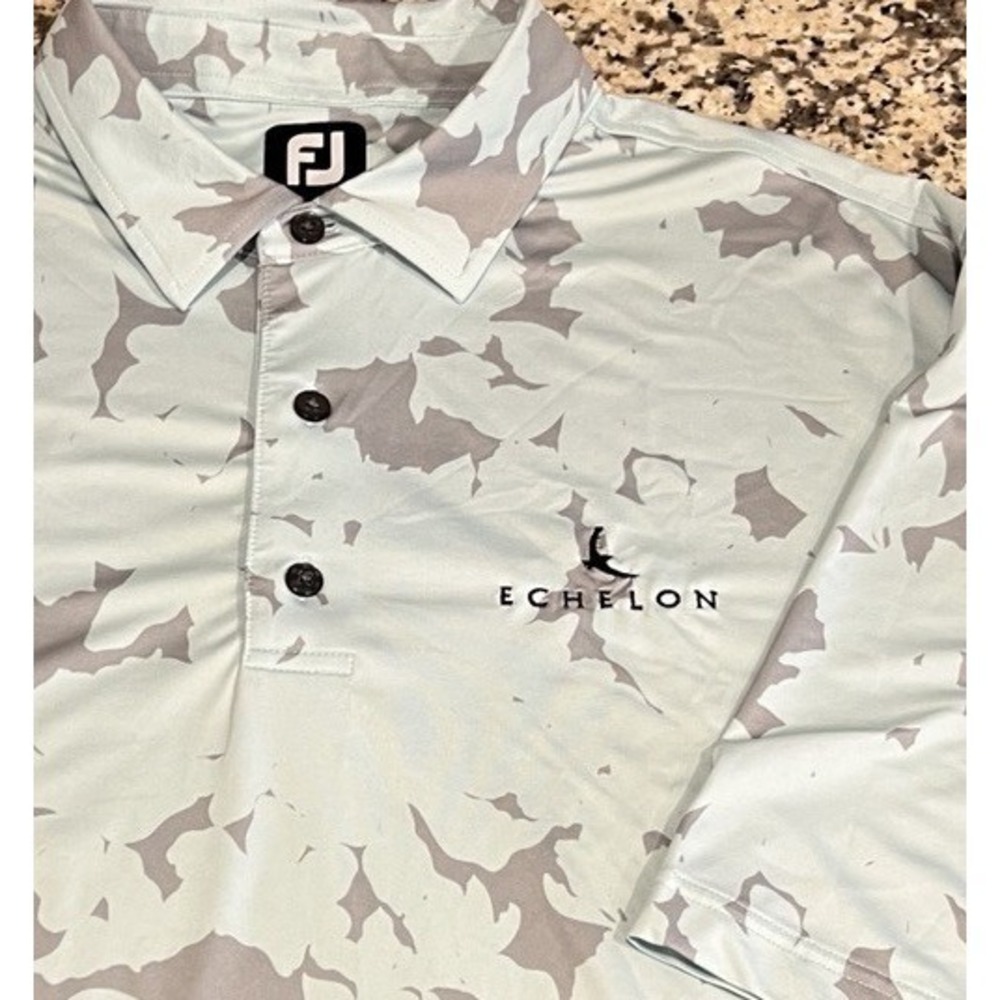 Footjoy Mens Short Sleeve Golf Polo Shirt Ice Blue Echelon Logo Size XL